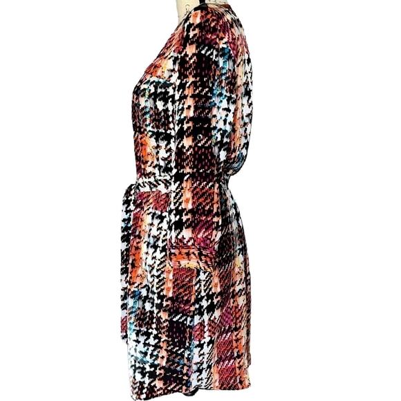 Attention orange, blue & white long sleeve dress medium - Picture 2 of 6